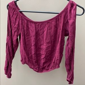 Off the shoulder long sleeve crop top
